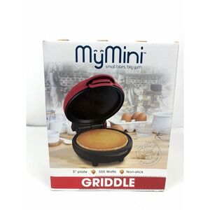 Nostalgia MyMini 5" Griddle Electric Pancake Egg Maker Non-Stick Red NEW